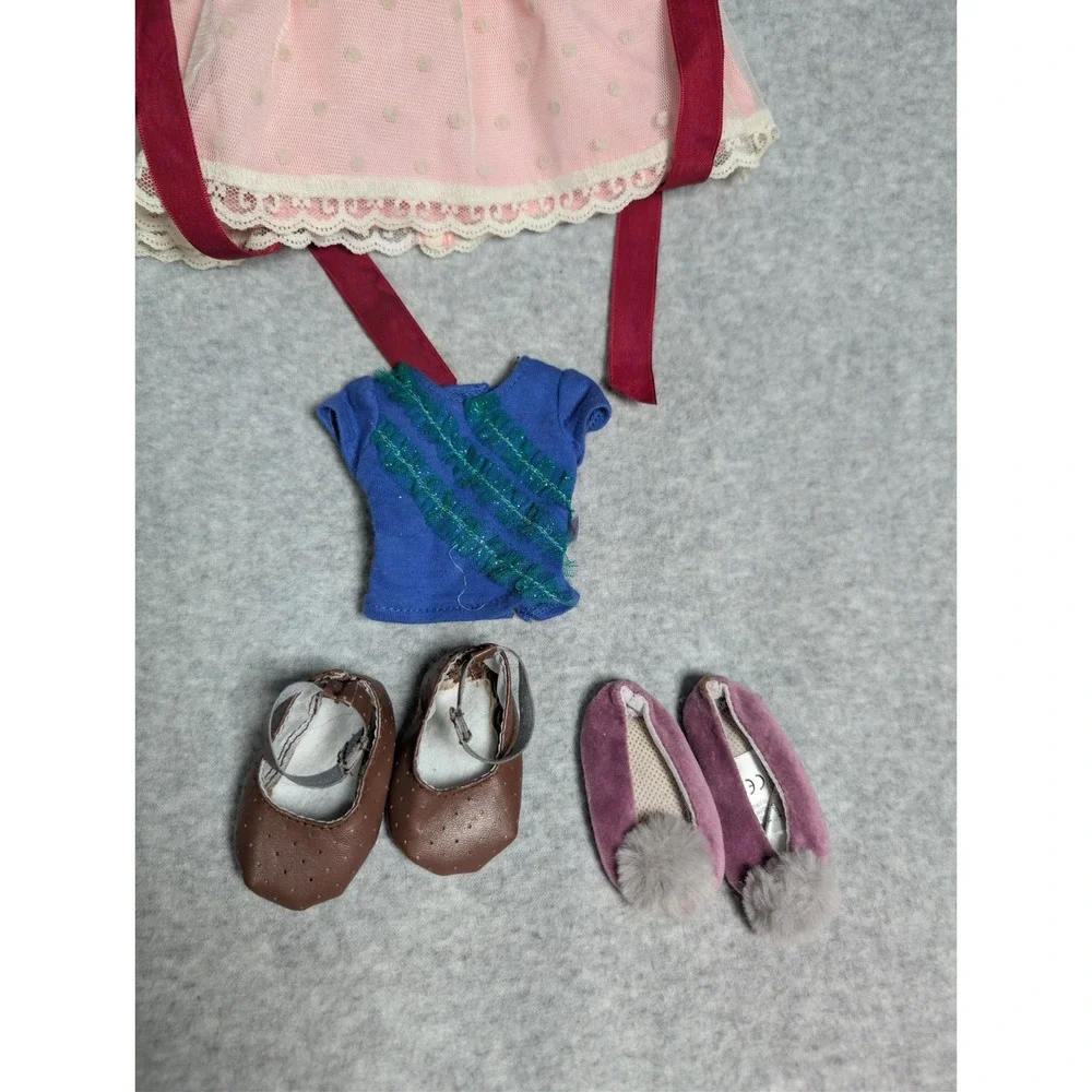 American Girl Doll Accessory Lot Purple Garden Wagon Pink Lace Dress Shoes